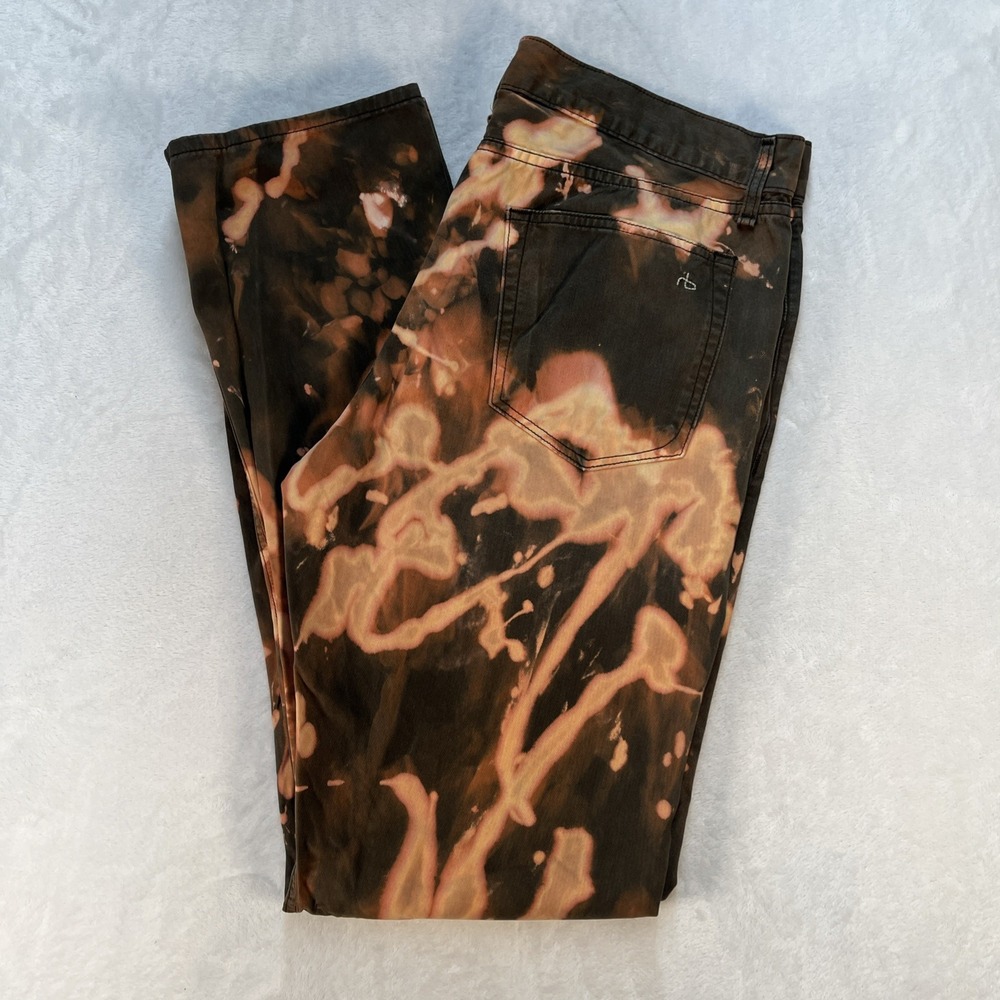 Rag & Bone RB 15X Slim Straight Pants Mens 36 Abstract Bleached Artsy Fall